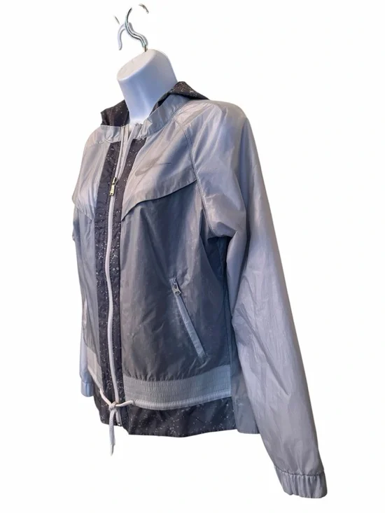 Nike Windrunner Splatter Women's Grey Hooded Rain Coat Jacket size Medium - Picture 2 of 5